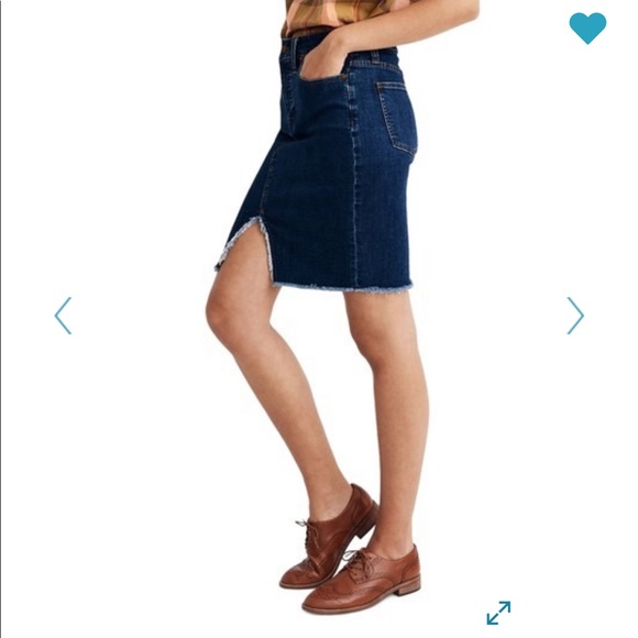 Madewell Fray Hem Denim Pencil Skirt - Picture 3 of 11